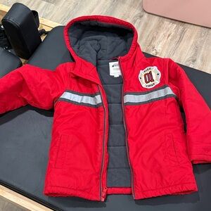 Gymboree Red Hooded Jacket with Gray Fleece Lining
